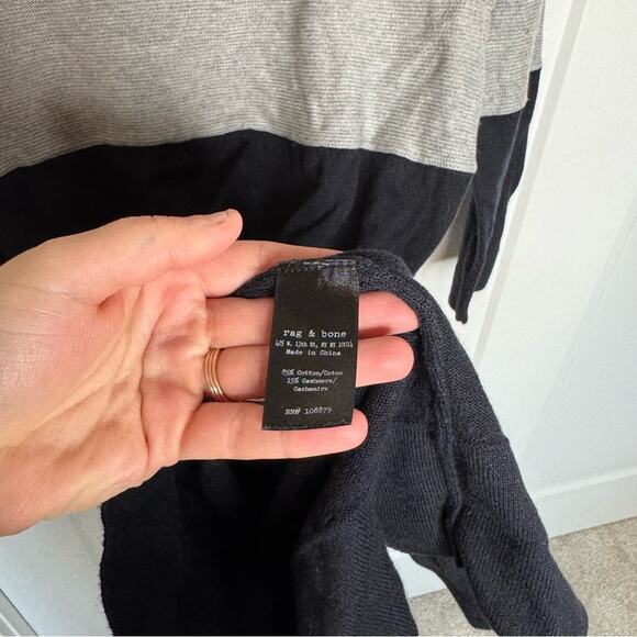 Rag & Bone Burnley Cashmere Blend Colorblock Gray Navy Sweater Knit Dress Large - Picture 4 of 7